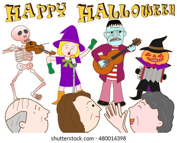 The elderly person who enjoys it by a concert of the Halloween.