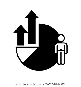 Ícone da taxa de crescimento da população idosa. Estilo da estrutura de tópicos. Vetor. Isolar no fundo branco.