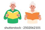 Elderly Retired People Reading Newspaper