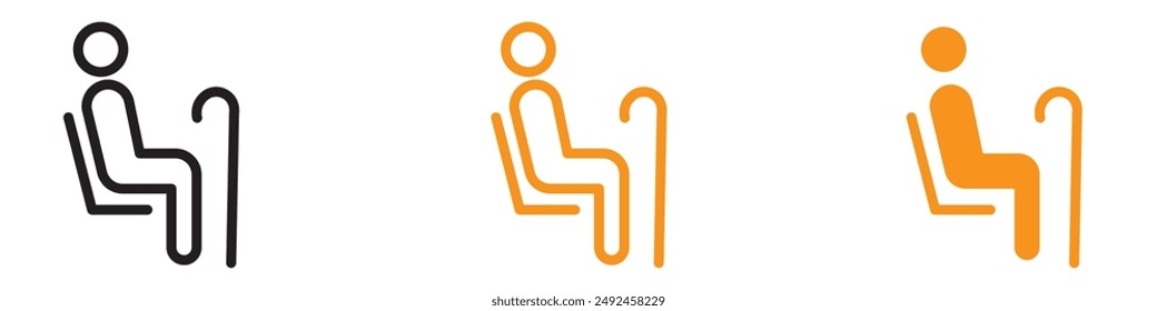 Elderly Seniors or Old Man Sitting Icon for Retirement and Care Graphics Perfect for Representing Elderly Care and Senior Living