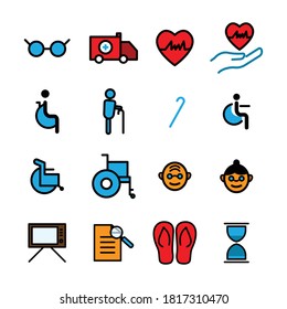 Elderly set flat icon. Design template vector