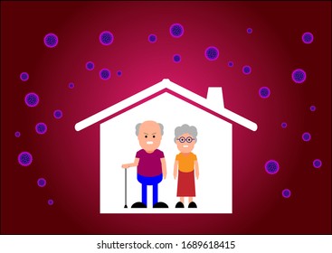 Elderly should stay indoors safety concept from covid-19.
