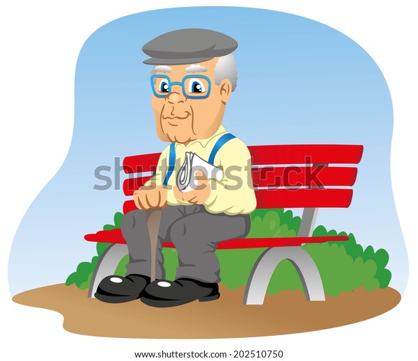 Elderly Sitting On Park Bench Stock Vector (Royalty Free) 202510750