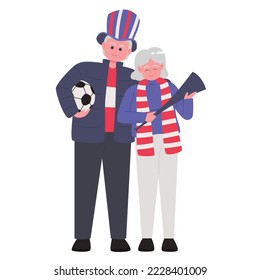 Elderly soccer fans vector image