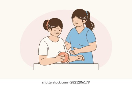 Elderly Squeezing Soft Ball for Hand Strength and Dexterity Recovery from Injury Vector