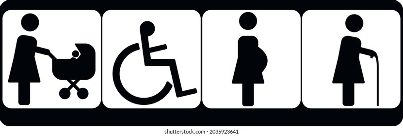 elderly, stroller, disabled, pregnant. on white background.
vector design Eps 10.