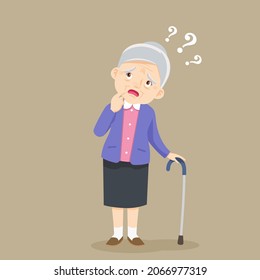 elderly suffering from amnesia,Senior woman with gesture of having forgotten somethi
