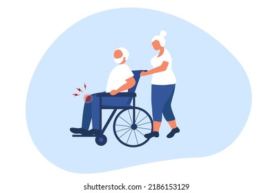 Elderly Suffering From Leg And Knee Pain, Tendon Problems And Joint Inflammation Vector Illustration