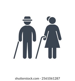 Elderly Support Icon On White Background