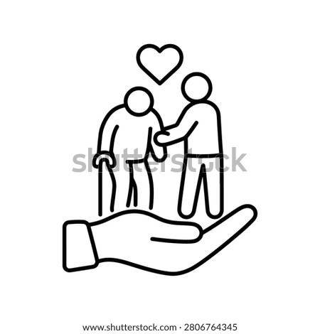 Elderly Support Outline Icon for Assisted Living