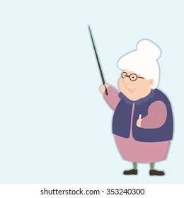 elderly teacher with a pointer gives advice about life