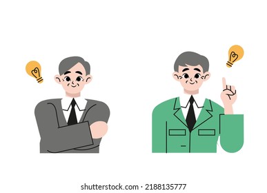 Elderly thinking. Emotions and gestures. Think not, do not understand, Think out. Concept learning of brain and alzheimer's disease of elderly. The contradictory emotions. Flat drawn style vector