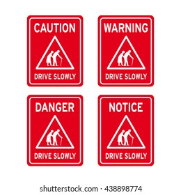 Elderly traffic sign vector set