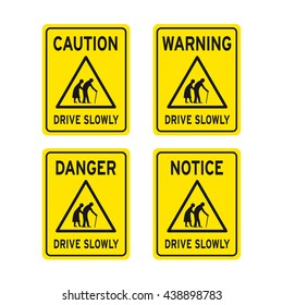 Elderly traffic sign vector set