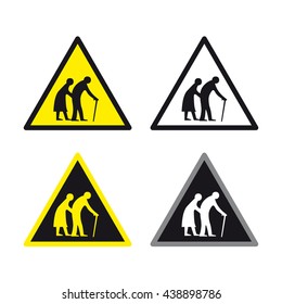 Elderly traffic sign vector set