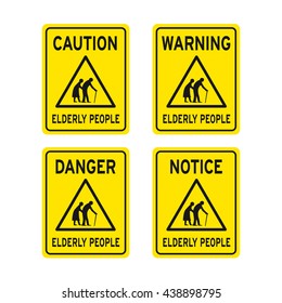 Elderly traffic sign vector set