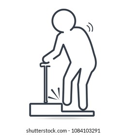 Elderly tripping over on floor icon. Medical sign simple line icon illustration
