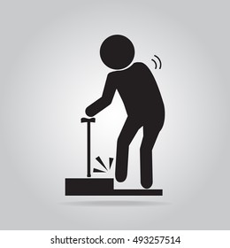 Elderly tripping over on floor, person injury symbol illustration