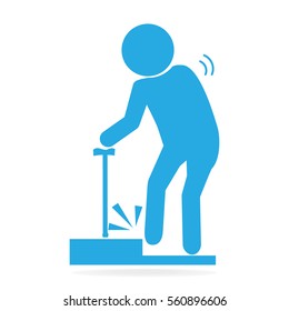 Elderly tripping over on floor, person injury symbol illustration