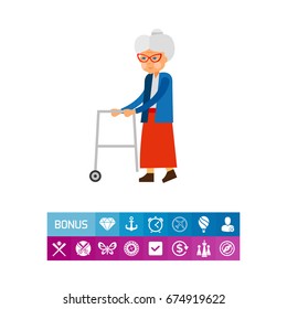 Elderly Woman as Aging Concept Icon