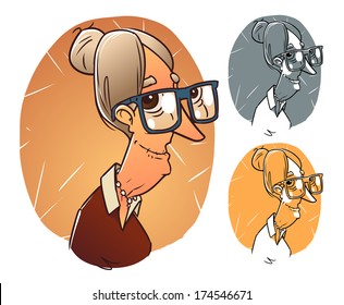 Elderly woman cartoon illustration
