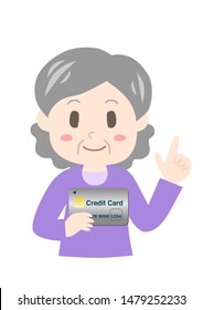 Elderly woman with a credit card.