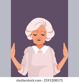 
Elderly Woman Disliking Confined Spaces Experiencing Phobia Vector Illustration. Unhappy claustrophobic person feeling uncomfortable in tight spaces