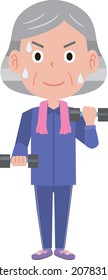 Elderly woman doing dumbbell exercises