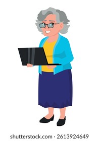 Elderly Woman Embracing Digital Learning with a Laptop