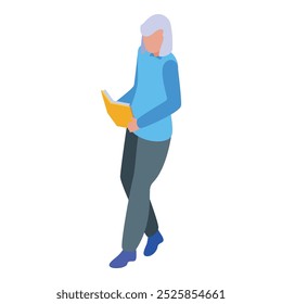 Elderly woman is enjoying her retirement by walking and catching up on her reading