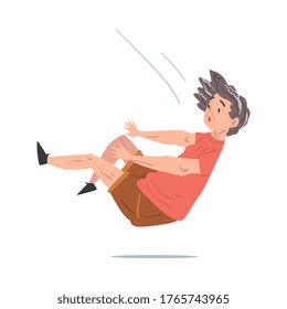 Elderly Woman Falling Down on the Floor, Retired Person Falling on Her Back Cartoon Style Vector Illustration on White Background