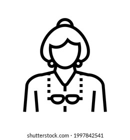 Elderly Woman Grandmother Line Icon Vector. Elderly Woman Grandmother Sign. Isolated Contour Symbol Black Illustration