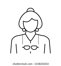 elderly woman grandmother line icon vector. elderly woman grandmother sign. isolated contour symbol black illustration