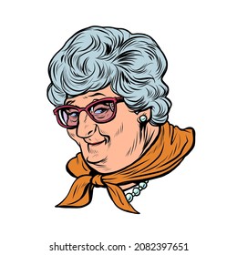 elderly woman grandmother portrait, old lady. Good lady