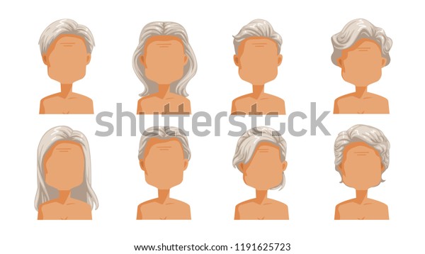 Elderly Woman Hair Grey Hair Set Stock Image Download Now