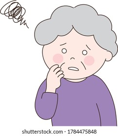 Elderly woman having difficulty. Vector illustration isolated on white background.