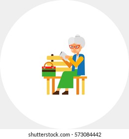 Elderly Woman as Loneliness Concept Icon