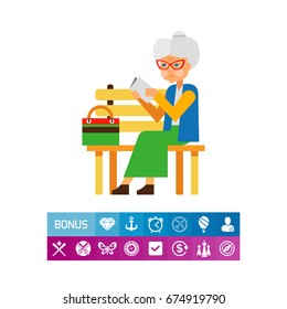 Elderly Woman as Loneliness Concept Icon