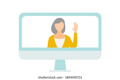 Elderly woman making online calls on her smartphone