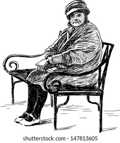 elderly woman on the bench