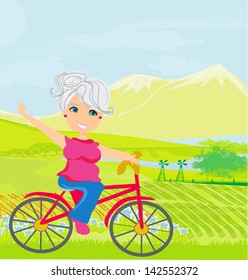 Elderly woman on a bicycle