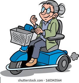 elderly woman on a scootmobile