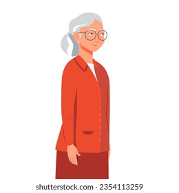 Elderly woman portrait. Grandma in flat style. Vector illustration