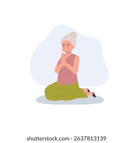 elderly woman praying. buddhist tradition thailand culture asian senior woman meditation. 