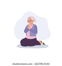 elderly woman praying. buddhist tradition thailand culture asian senior woman meditation. 