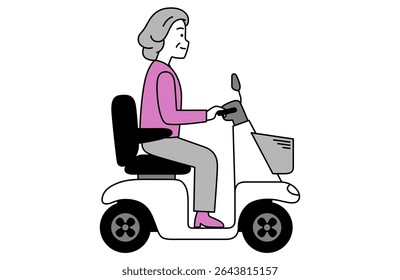 Elderly woman riding a power-operated vehicle