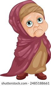 Elderly woman with sad expression and large eyes