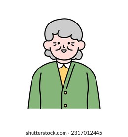 Elderly Woman, Simple Style Vector illustration.