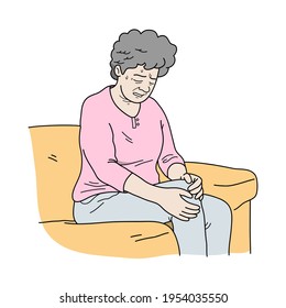 Elderly woman sitting couch