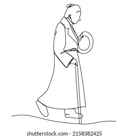 Mujer mayor al estilo de dibujo continuo. Dibujo lineal minimalista aislado en fondo blanco. Ilustración del vector